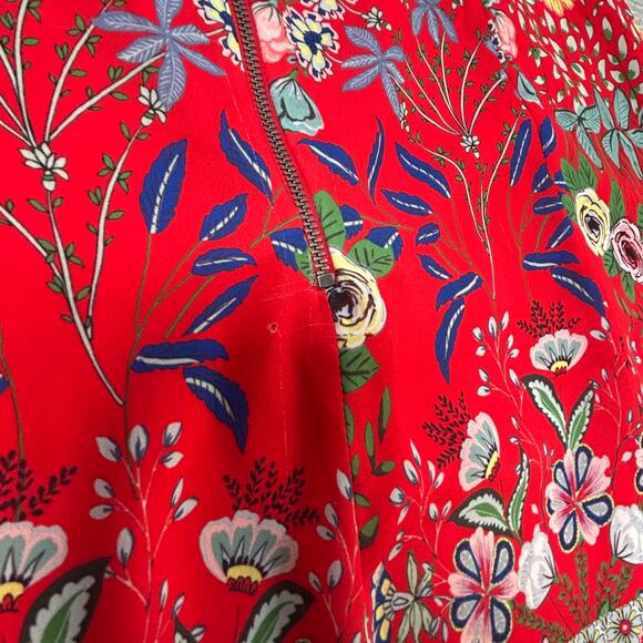 Alice + Olivia Red Floral Mini Dress Size 14 Boho Sleeveless Sundress - Picture 7 of 11